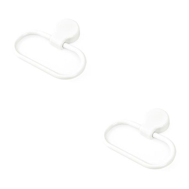 Toystoory Montado en la pared Toallero Impermeable Baño Colgando Toallita Anillo de almacenamiento Oficina Organizador Titular Suministros Blanco Blanco 2piezas