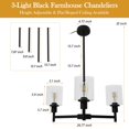 thumbnail image 7 of Studyset 3-Light Chandelier for Dinning Room Kitchen Farmhouse Chandelier with Clear Glass Kitchen Island Pendant Ceiling Lighting Industrial Metal Hanging Fixture for Foyer Living Room, Height Adjust, 7 of 7