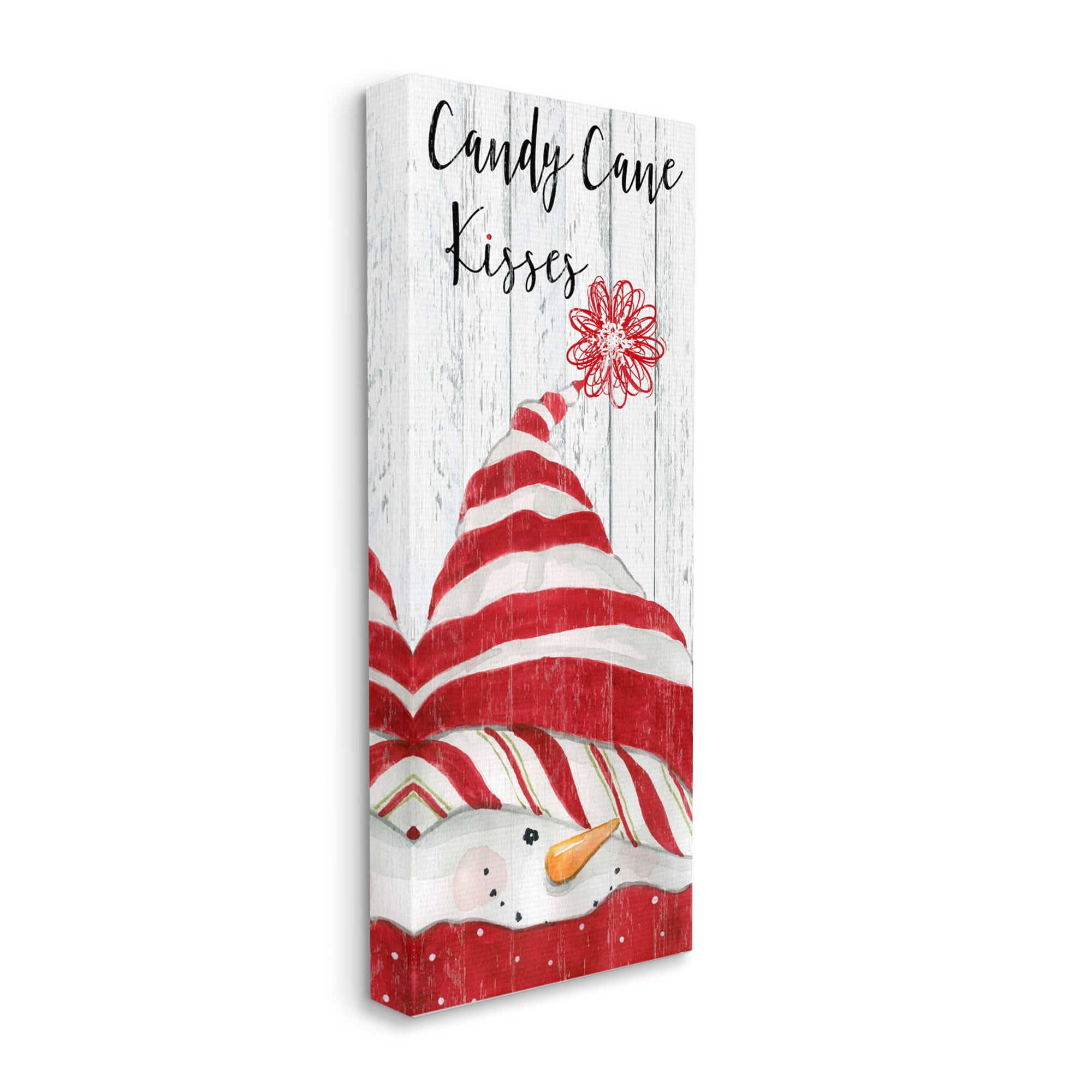 Stupell Industries Candy Cane Kisses Phrase Holiday Painting Gallery Wrapped Canvas Print Wall Art, 20 x 48