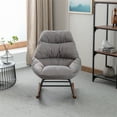 thumbnail image 2 of Velvet Upholstered Rocking Chair, Comfortable Accent Chair Glider Rocker with Padded Seat, Nursery Rocking Chair with Metal Base and Rubberwood Legs for Living Room Bedroom Offices, Grey, 2 of 7