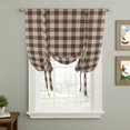 thumbnail image 2 of Brown Gingham Tie Up Curtains for Windows, Adjustable Balloon Window Shades, Farmhouse Buffalo Plaid Checkered Kitchen Window Treatments Farmhouse Short Curtains with Rod Pocket 42"x45", 2 of 8