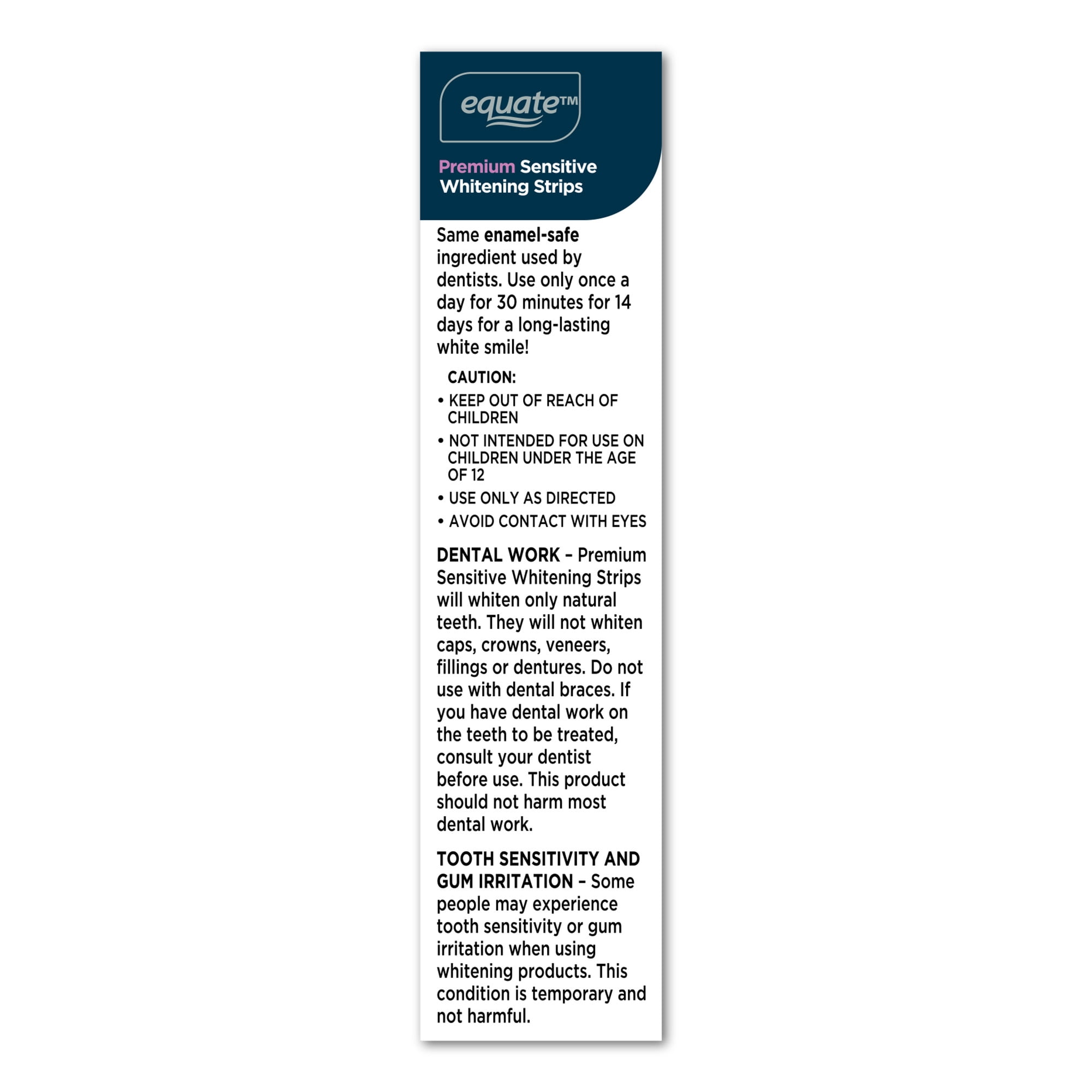 Equate 14-Day Premium Sensitive Teeth Whitening Strips, 28 Count