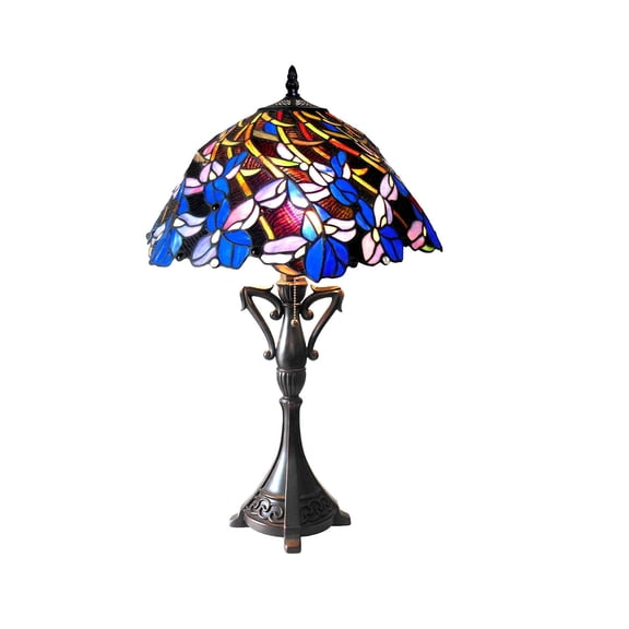 Pemberly Row Modern Tiffany-style 2 Light Table Lamp 19" Shade