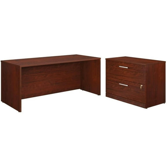 Pemberly Row 72" x 30" Shell and Lateral File Cabinet in Classic Cherry