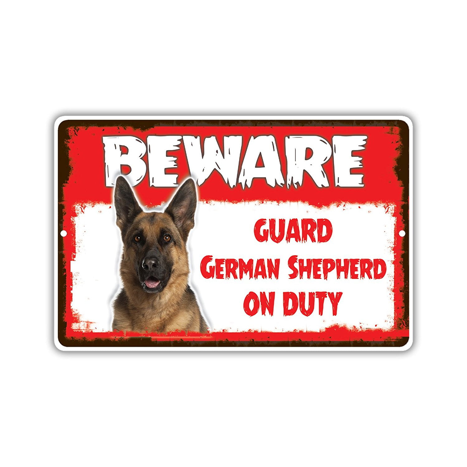 German Shepherd Dog Warning Guard Dog On Duty Caution Sign Outdoor Yellow Diamond Metal Signs Novelty Funny Aluminum Sign Yard Sign Metal Wall Plaque 12x12 inches 