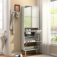 thumbnail image 2 of MIDOQIN  Mirror Shoe Cabinet with 4 Flip Drawers, Narrow Shoe Rack Cabinet, Modern Hidden Shoe Organizer Cabinet for Entryway, 2 of 10