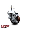 thumbnail image 2 of 3 Inch Maroon Poly Wheel Swivel 7/16 Inch Grip Ring Stem Caster with Brake, 2 of 2