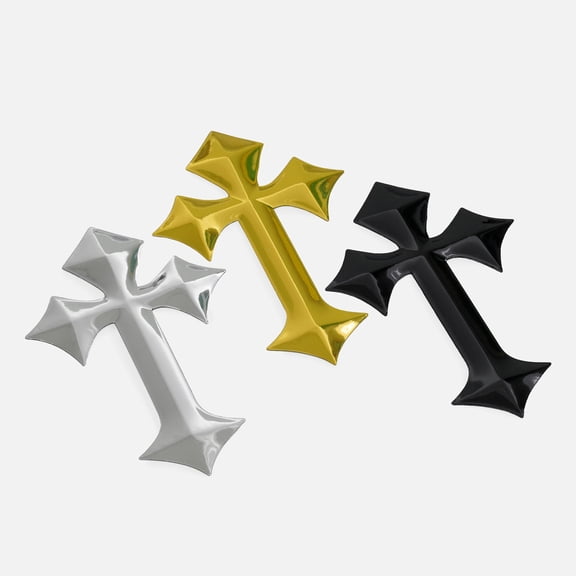 Gothic Cross 3D Chrome Decal
