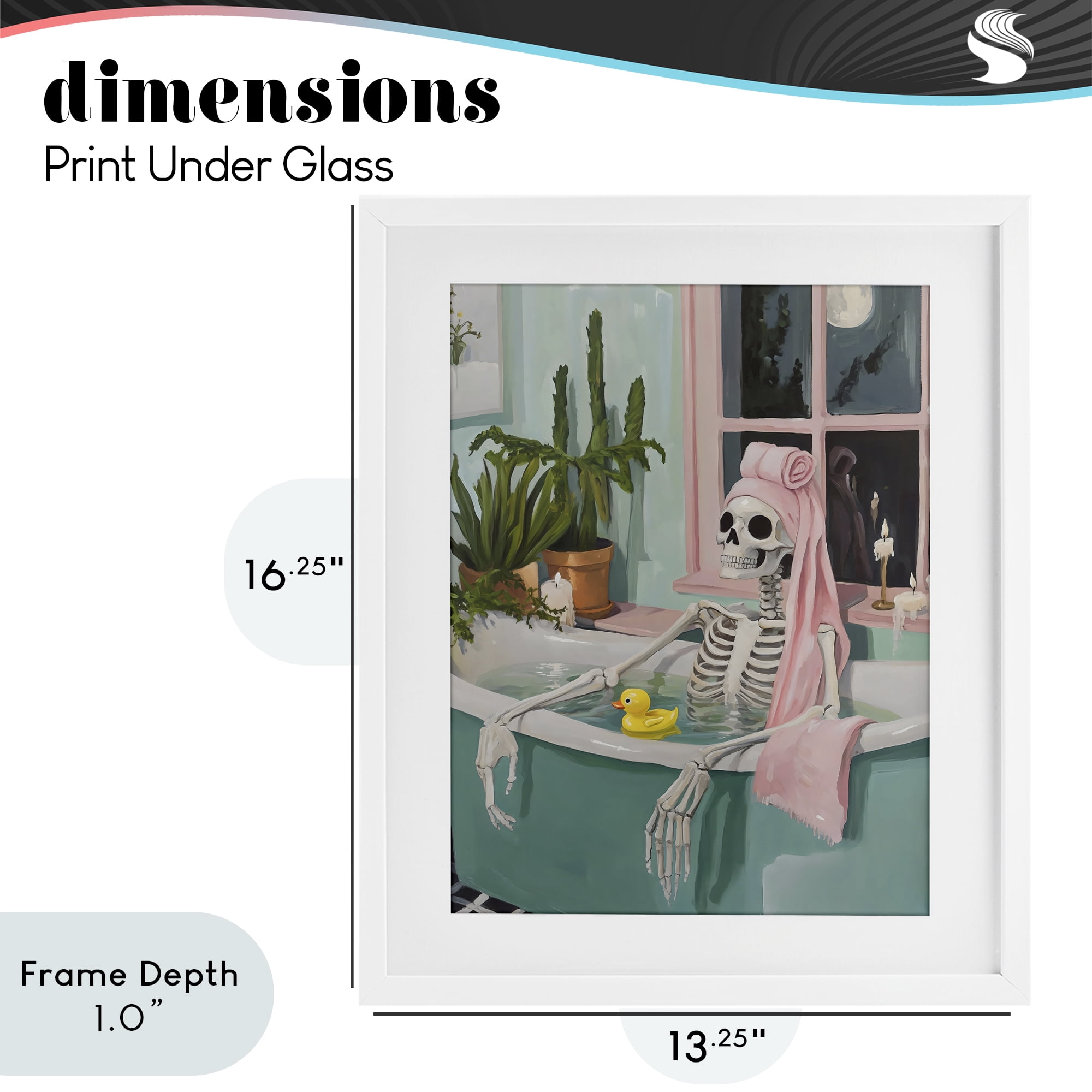 Stupell Industries Midnight Soak Skeleton White Framed Print Under Glass, design by The Prints Vibe