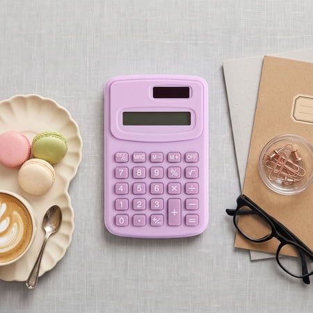 Mini Calculators Small Digital Desktop Calculator with 8-Digit LCD Display Smart Calculator School Office Home Purple 10X6.4cm