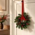 thumbnail image 6 of 2Pcs Christmas Wreath Door Hanger, 11.02 Inch Artificial Pine Wreath with Red Berries, Pinecones & Velvet Bow, Festive Hanging Wreath for Front Door Wall Closet Holiday Decor, 6 of 9