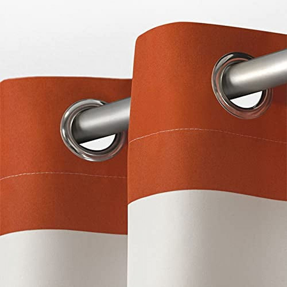Exclusive Home Cabana Stripe Indoor/Outdoor Light Filtering Grommet Top Curtain Panel Pair, 54"x120", Mecca Orange