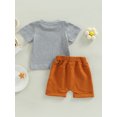 thumbnail image 4 of LMLYSoH Toddler Boys Summer 2pcs Outfits Letter Print Short Sleeve T-shirt and Stretch Casual Shorts Set, 4 of 8