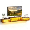 thumbnail image 1 of LOKOOY Mueble Flotante para TV 70" con Luces LED, Repisas Flotantes para TV -Ideal Almacenamiento Debajo, con 4 Enchufes y 3 Espacios Abiertos, Sencillo y Ahorra Espacio, Marr&oacute;n R&, 1 of 8