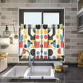 thumbnail image 4 of Yayeee Kitchen Curtains Tier Pair Light Filtering 27"x24" Rod Pocket Short Cafe Window Panel, Blue Geometric, 4 of 7