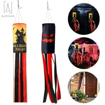 Gustave 40 Inch Halloween Pumpkin Ghost Windsock Flag, Scary Halloween Hanging Ghost Measurement Wind Sock for Front Yard, Patio, Garden, Party Decoration (Ghost Flame)