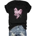 thumbnail image 2 of Camiseta de manga corta con estampado de lazo y hombros caídos, cuello redondo, informal, para primavera y verano, para mujer. Ideal para adultos, hombres, mujeres, adolescentes, jóvenes y deportes., 2 of 6