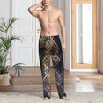 thumbnail image 5 of Uemuo Watercolor Snake Skin Pattern Men's Wide Leg Palazzo Lounge Pants with Pockets Light Weight Loose Comfy Casual Pajama Pants-Medium, 5 of 9