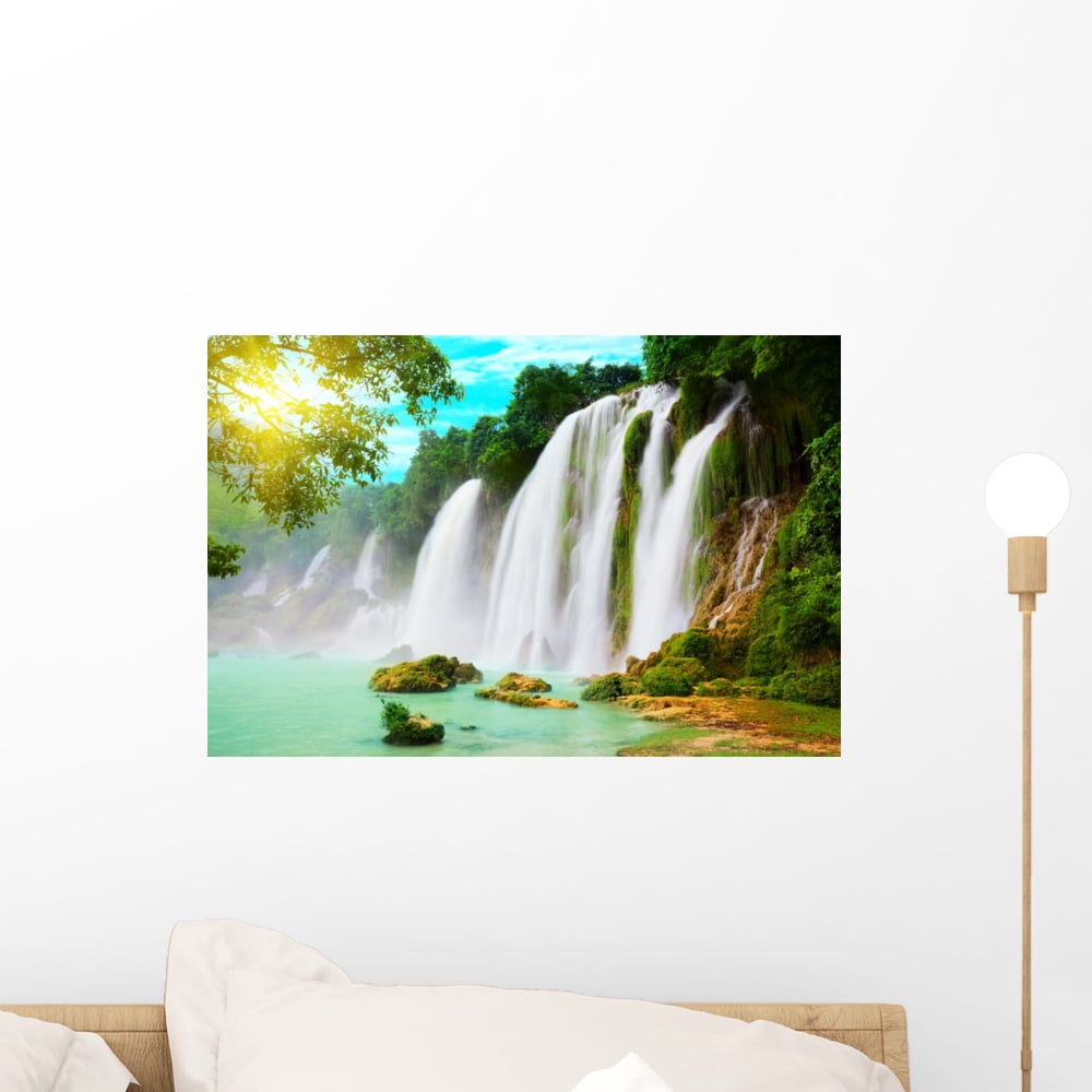 Detian Waterfall Wall Mural by Wallmonkeys Peel and Stick Graphic (18 ...