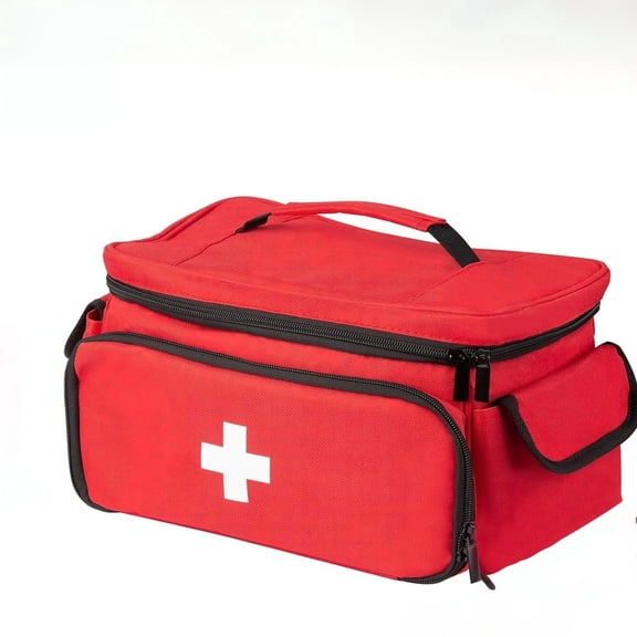 Bikien First Aid Kit Storage Box 12" x 8" x 6", Medical Bag Portable Pill Bottle Organizer Case for Camping, Travel, Office, Hiking,Home Essential