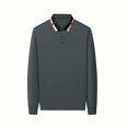 thumbnail image 6 of YOIAVAIOY Mens Contrast Collar Sweatshirt Long Sleeve Button Neck Pullovers Lightweight Slim Fit Pullover Sweatshirts Casual Business Polos Gray L, 6 of 8