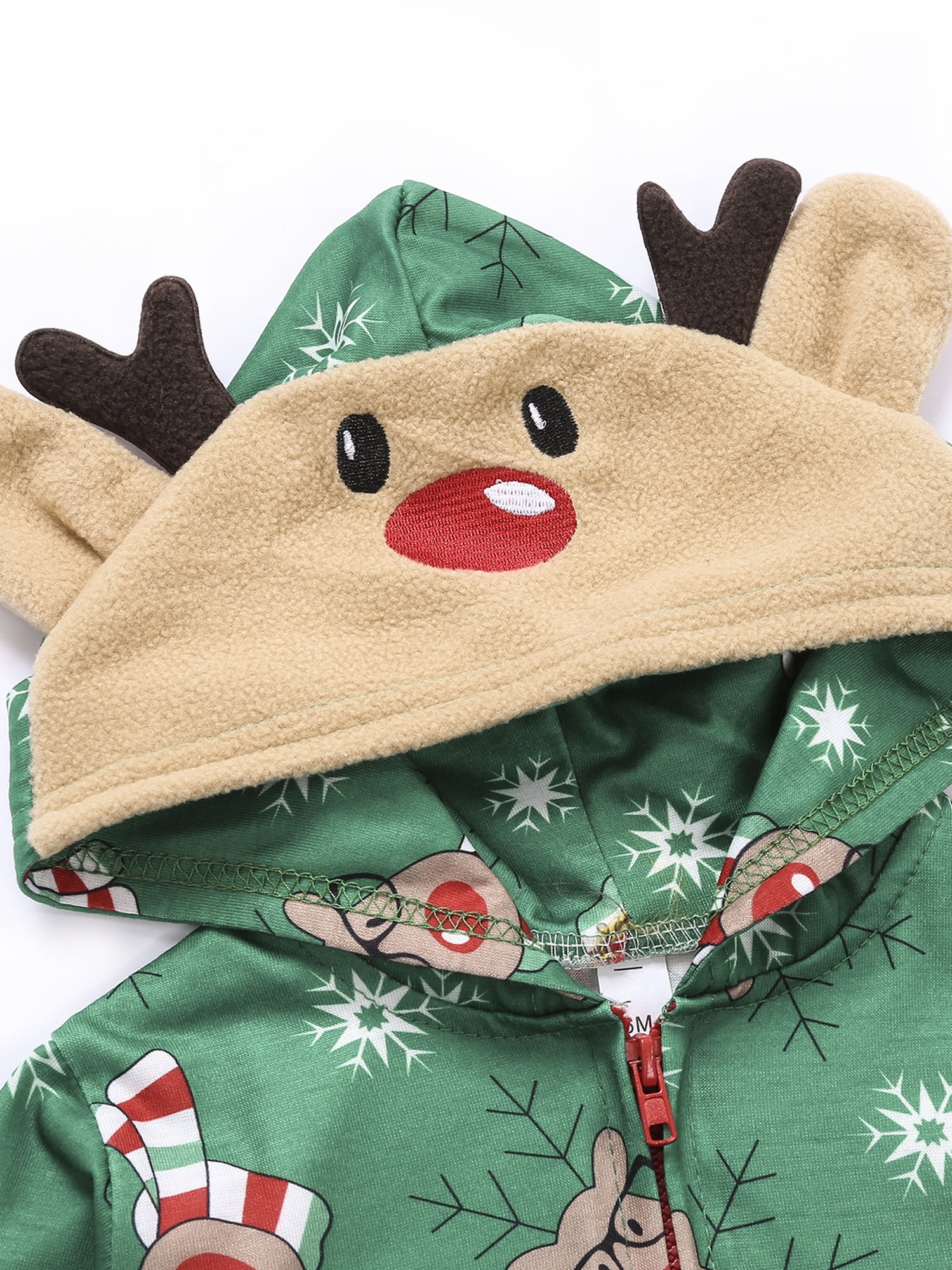 Sinhoon Christmas Family Matching Hoodie Pajamas Reindeer One Piece Jumpsuit Zipper Pjs for Adult Kids Baby