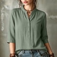 thumbnail image 6 of Qingpeng Womens Linen Collar Shirts Button Up 3/4 Sleeve Tunic Tops Trendy Gauze Blouses Fall Dressy Solid Color Work Shirt, 6 of 9