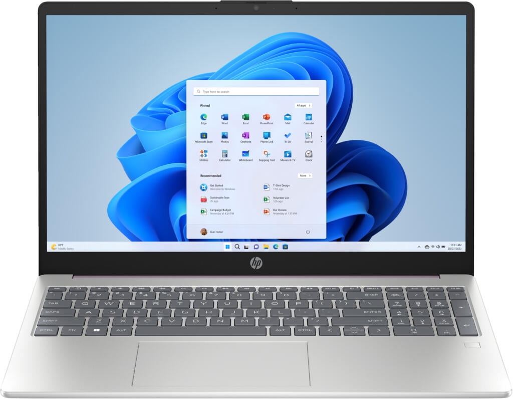 HP 15-fd0123ds 15.6" HD Touchscreen Laptop, Intel N150 0.8GHz, 4GB RAM, 128GB UFS, Windows 11 Home S Mode, Winter Lavender