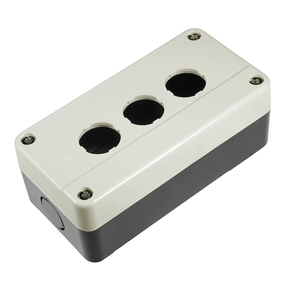 Caja de estación de control de interruptor pulsador 22mm 3 orificios para botones negro y gris claro