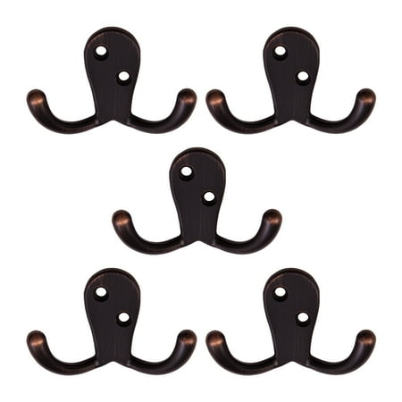 Design House 5-Pack Double Hat, Coat, or Towel Hooks, Oil Rubbed Bronze