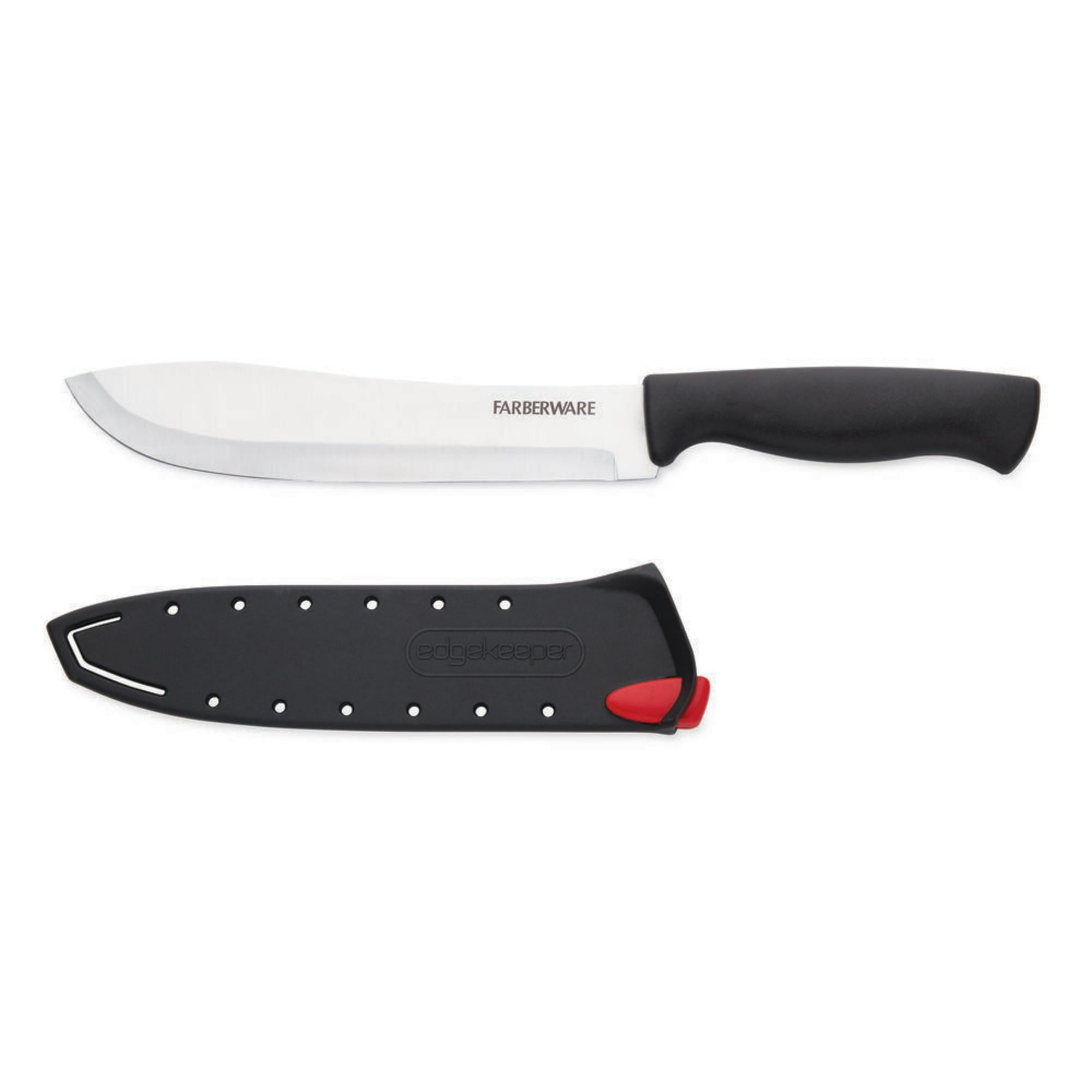 Farberware EdgeKeeper 7 in Butcher Knife with Self-Sharpening Blade Cover, Black