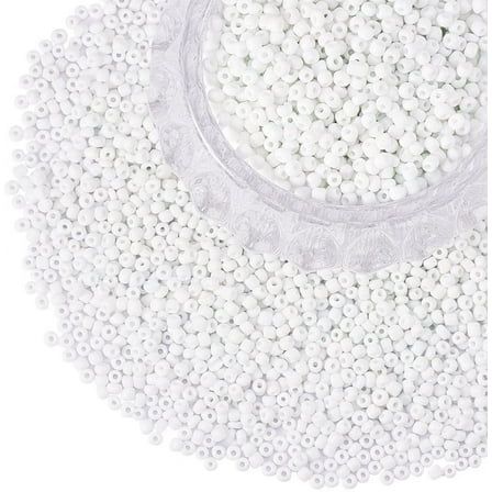 1pound about 4500pcs Glass Seed Beads Opaque Colours Seed Small Craft Beads for Jewelry Making Round White 4mm Hole:1.5mm about 4500pcs/pound Jewelry making