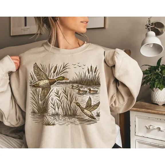 Retro Mallard Ducks Fall Sweatshirt, 90s Waterfowl Duck Outfit, Vintage Ducks Shirt, Mallard Duck Sweater, Vintage Fall