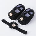 thumbnail image 3 of Coduop Baby Girl Princess Mary Jane Shoes Wedding Dress Flat Shoes with Free Headband, 3 of 5