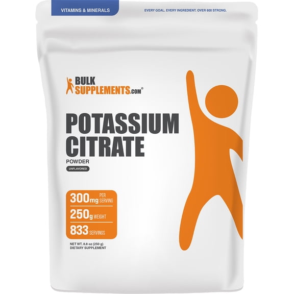 BulkSupplements Potassium Citrate Powder - Gluten Free, 250g (8.8 oz)