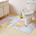 thumbnail image 4 of Abstract Watercolor Bathroom Rugs Set Pink Gold Fluid Blend Non Slip Absorbent Soft Bath Mats 3 Piece Set with Bathroom Rug, U-Shaped Floor Mat, Toilet Seat Cover Small Size, 4 of 9