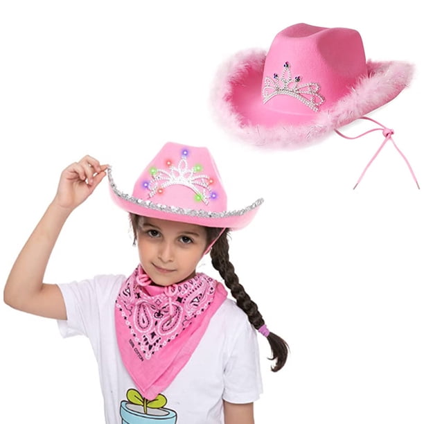 Sombrero de Vaquero con Luces Led, Sombrero de Papá Noel para Fiesta, Diseño Festivo Iluminado, Accesorio Navideño, Aspecto Festivo Divertido, Talla para Adultos y Niños, 40 X 30 X 10 Cm, Funciona co