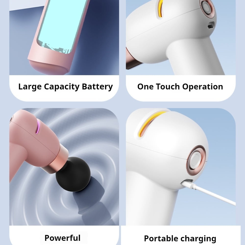 Mini Portable Fascia Gun Muscle, Shoulder, Neck, Legs, Hips, Full Body Relaxation, Low Noise Fine Sound Massager, Women's Vibration Massage Gun