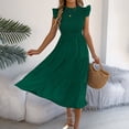 thumbnail image 4 of cocolona Womens Summer A-Line Tiered Long Dress Ruffle Sleeve Crew Neck Flowy Sundress Vacation Beach Dress, 4 of 6