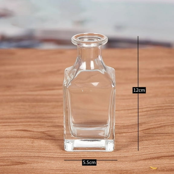 Modern Glass Vase Crystal Clear Glass Vase for Home Office Decor Set of 2(150ml,Square Light Board)