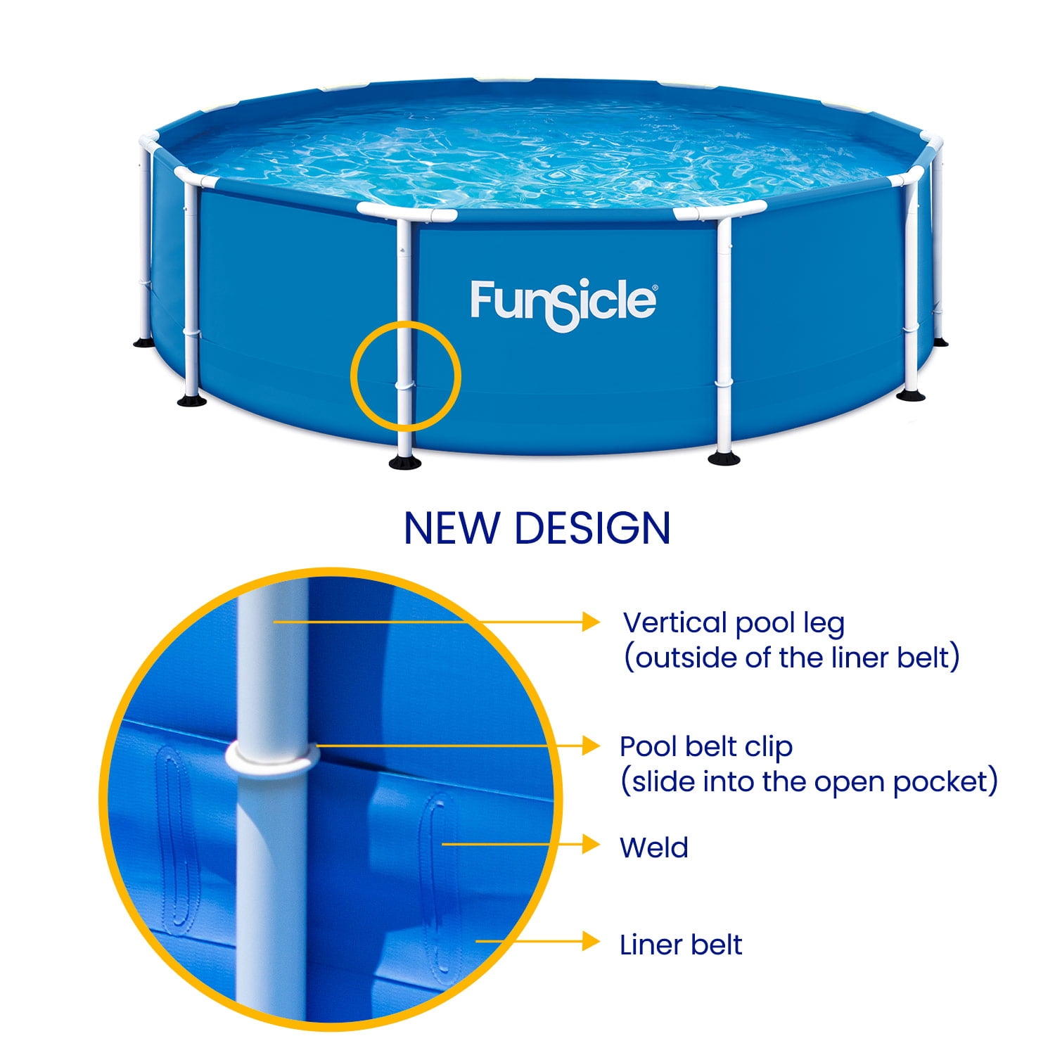 Funsicle Activity Above Ground Metal Frame Swimming Pool – 10' x 30", Backyard Games For Kids & Adults, Round, Blue