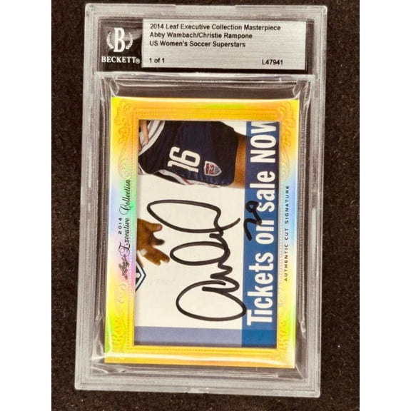 Abby Wambach  Christie Rampone 2014 Leaf Masterpiece Cut Signature Card 1/1 JSA USWNT