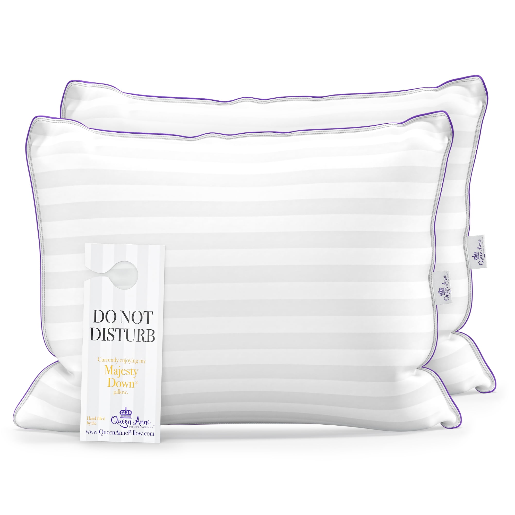 Two (2) Pack Pillows - Luxury Synthetic Down Alternative Pillows - Queen Anne Pillow Co. Majesty Down - Hypoallergenic Allergy Free Bed Pillows - Made in USA (Queen Firm)