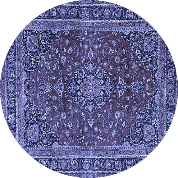 Ahgly Company Indoor Round Medallion Blue Traditional Area Rugs, 4' Round