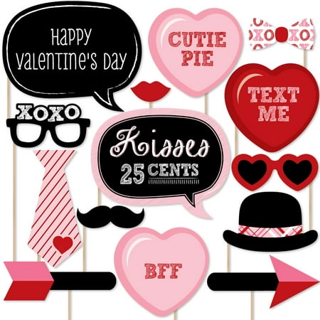 Valentine's Day - Photo Booth Props Kit - 20 Count - Walmart.com