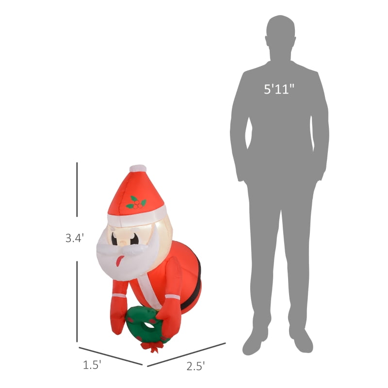 Alvantor Christmas Inflatables Hanging Santa with Wreath & LED Lights 18.1"x29.5"x41.3" Red/White