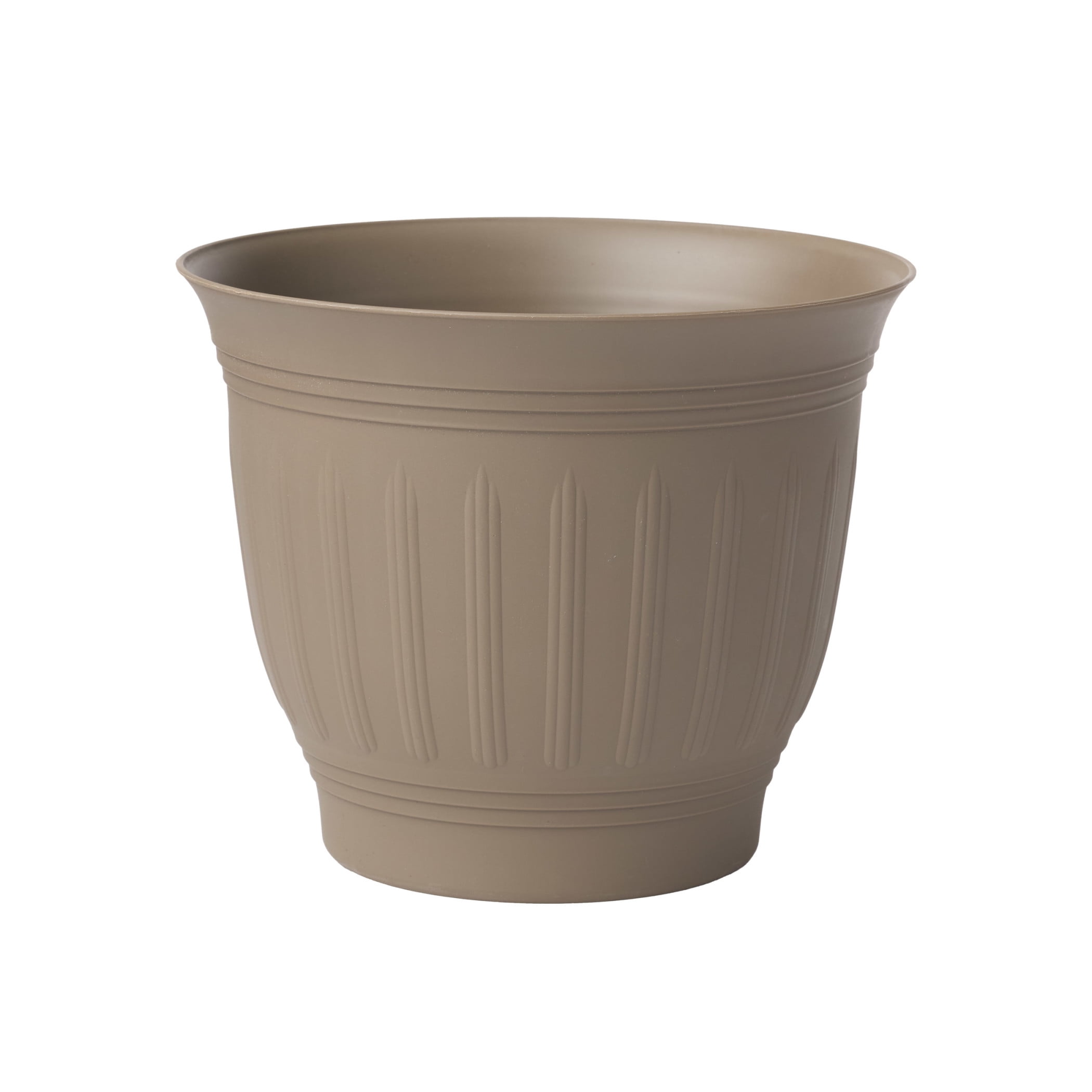 Bloem Colonnade 16" Round Plastic Planter, Indoor/Outdoor Garden Pot with Embossing, Peppercorn