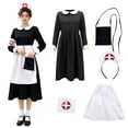 thumbnail image 5 of HOWPAY Adult Halloween Costumes Vintage Nurse Cosplay Set Black White Classic Nursing Uniform Role Play Outfit For Stage Performance Party Halloween Costume L, 5 of 5