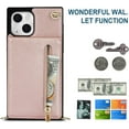 thumbnail image 6 of Crossbody Wallet Case for iPhone 15, PU Leather Zipper Handbag Purse Flip Cover with Kickstand Case for iPhone 15 ZP Rose God, 6 of 18