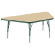 ECR4Kids 30in x 60in Trapezoid Everyday T-Mold Adjustable Activity Table Maple/Green - Toddler Swivel
